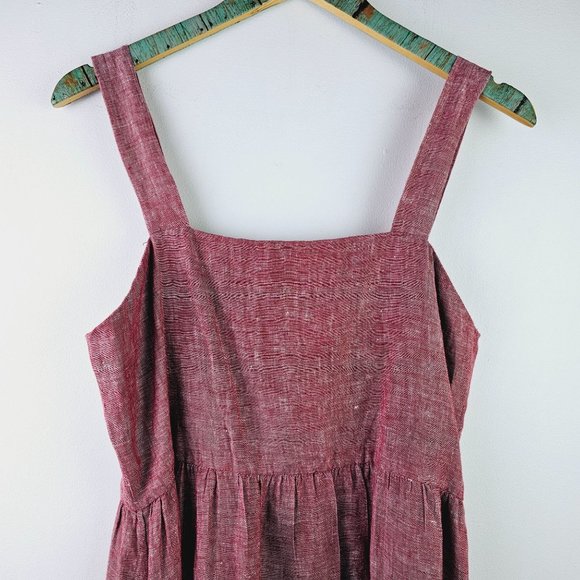 Rachel Zoe Red Linen Apron Style Button Front Dress, NWOT, Sz 8 - Picture 5 of 12
